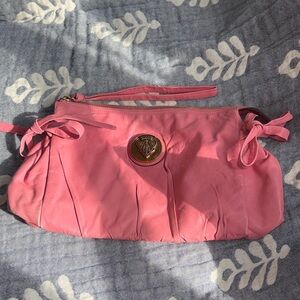 Gucci Pink Leather Wristlet with Gold Medallion